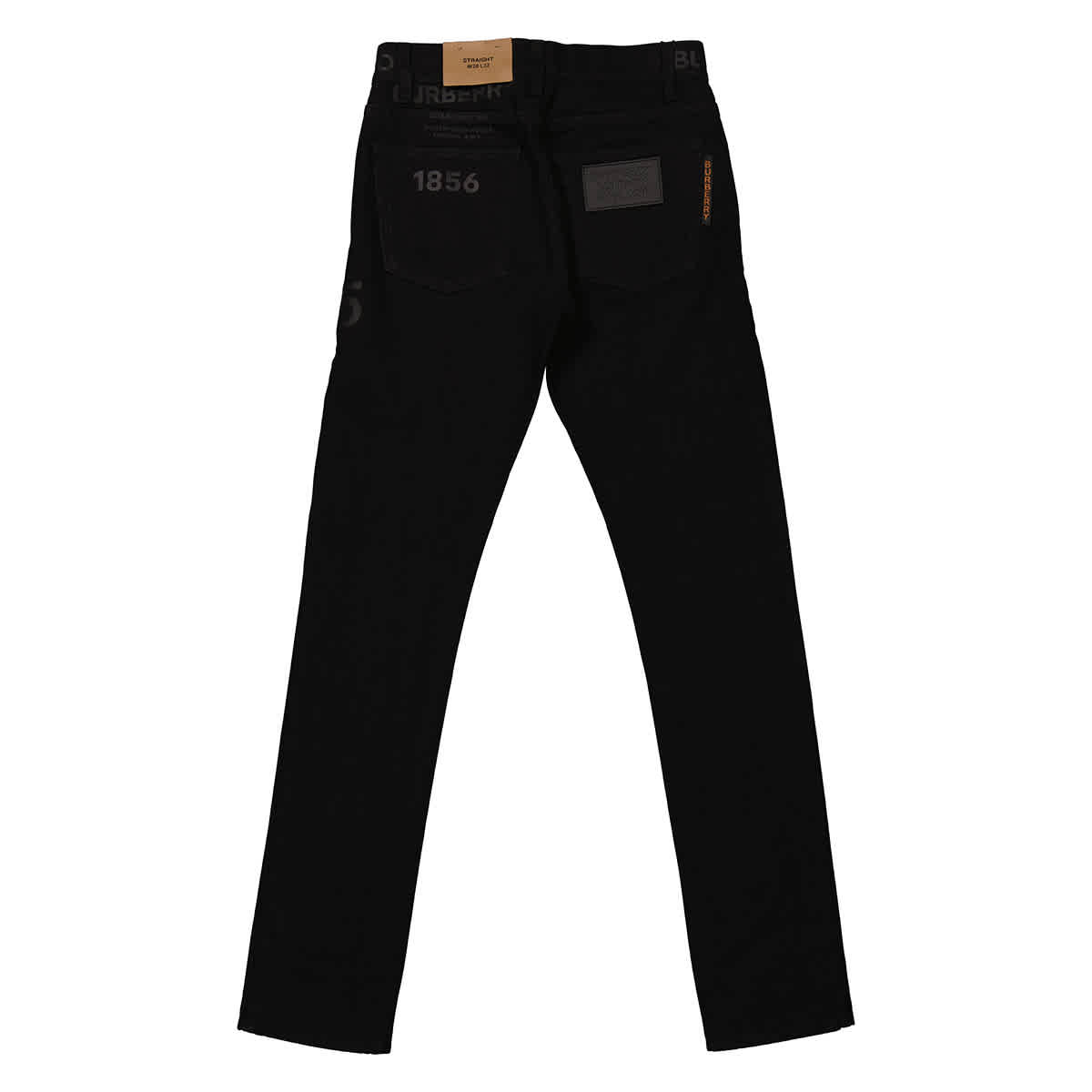 Burberry Men's Black Straight Fit Logo Print Japanese Denim Jeans