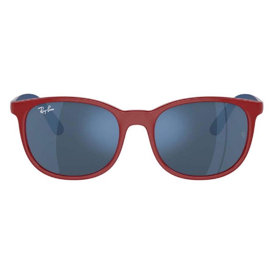 Ray-Ban Rb9079s Kids Bio-based Sunglasses Red On Blue Frame Blue Lenses 49-16