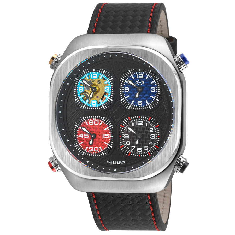 GV2 by Gevril Quattro Quartz Black Dial Mens Watch 43400