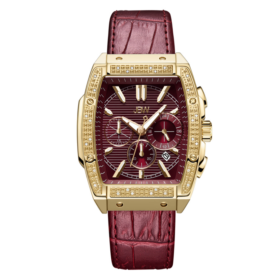 JBW Echelon Chronograph Quartz Diamond Red Dial Mens Watch J6379B 180$