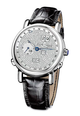 Ulysse Nardin GMT Perpetual Diamond Pave Dial Leather Strap Automatic Mens Watch 320-82-091 46780$