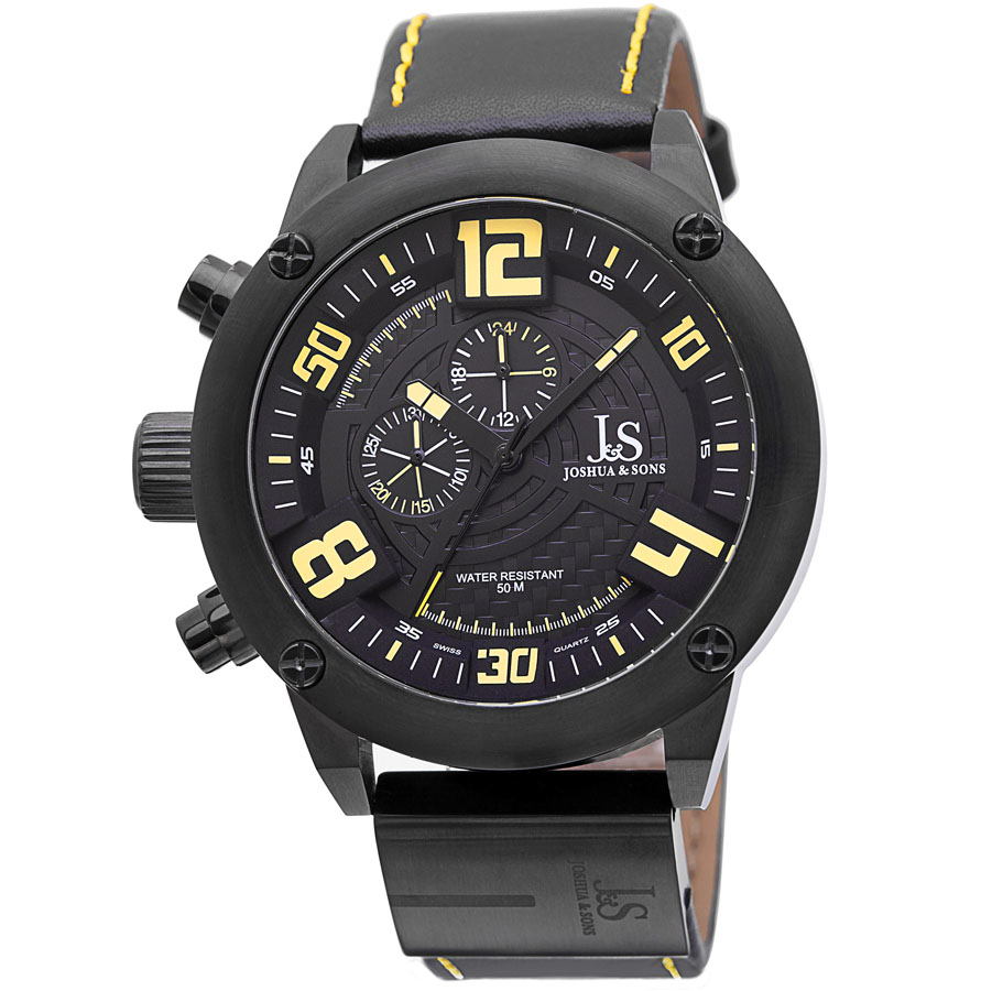 Joshua Sons Multifunction Black Dial Black Leather Mens Watch JS70YL 97$
