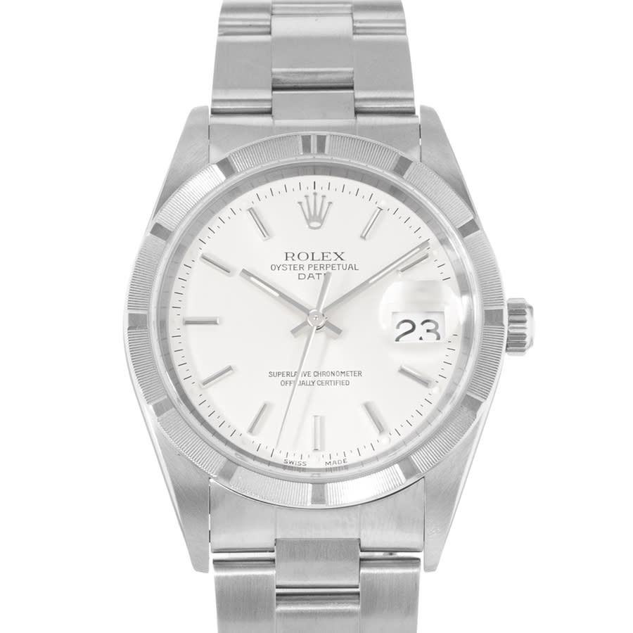 Preowned Rolex Oyster Perpetual Date Automatic Chronometer Silver Dial Mens Watch 15210 SSO