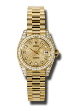 Rolex LadyDatejust 26 Champagne Dial 18K Yellow Gold President Automatic Ladies Watch 179158CJDP