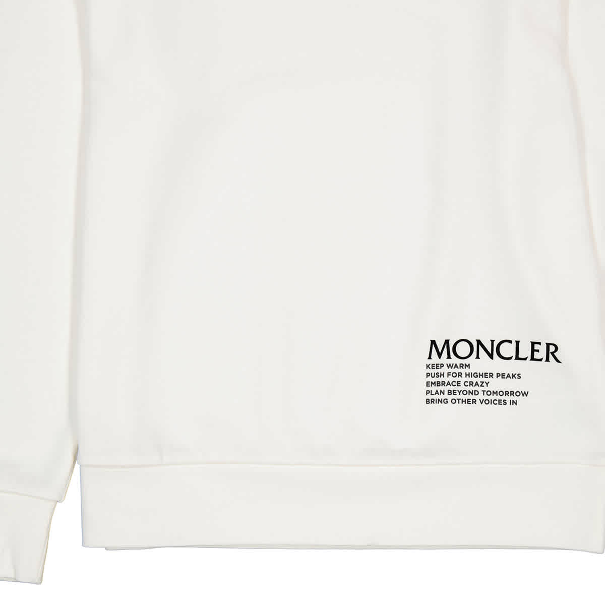 Moncler Ladies Natural Logo Print Cotton-Blend Crew-Neck Sweatshirt