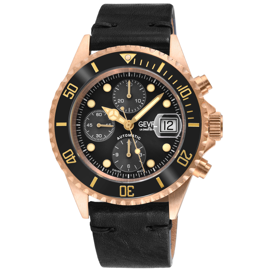 Gevril Wallstreet Chronograph Black Dial Mens Watch 4167