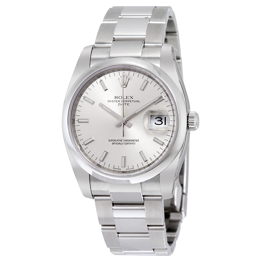 Preowned Rolex Oyster Perpetual Silver Dial Mens Watch 115200SSO