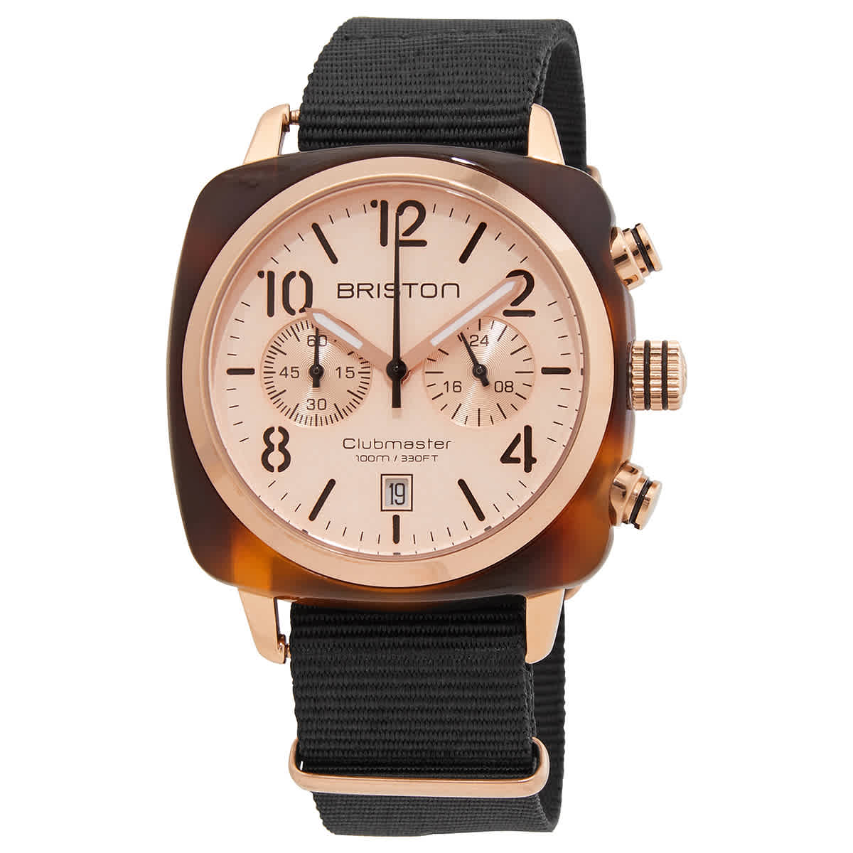 Briston Clubmaster Chronograph Quartz Rose Dial Mens Watch 14140.PRA.T.6.NB