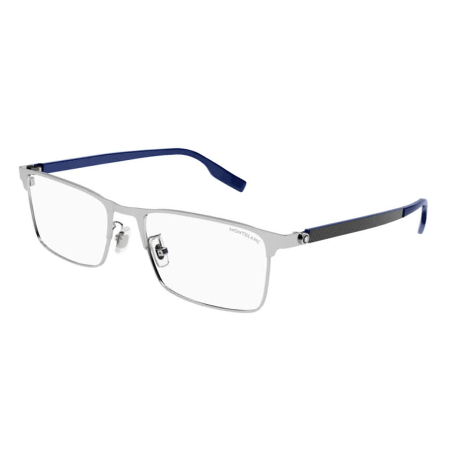 Montblanc MB0187O002 Rectangle Full Rim Metal Eyeglasses — Silver