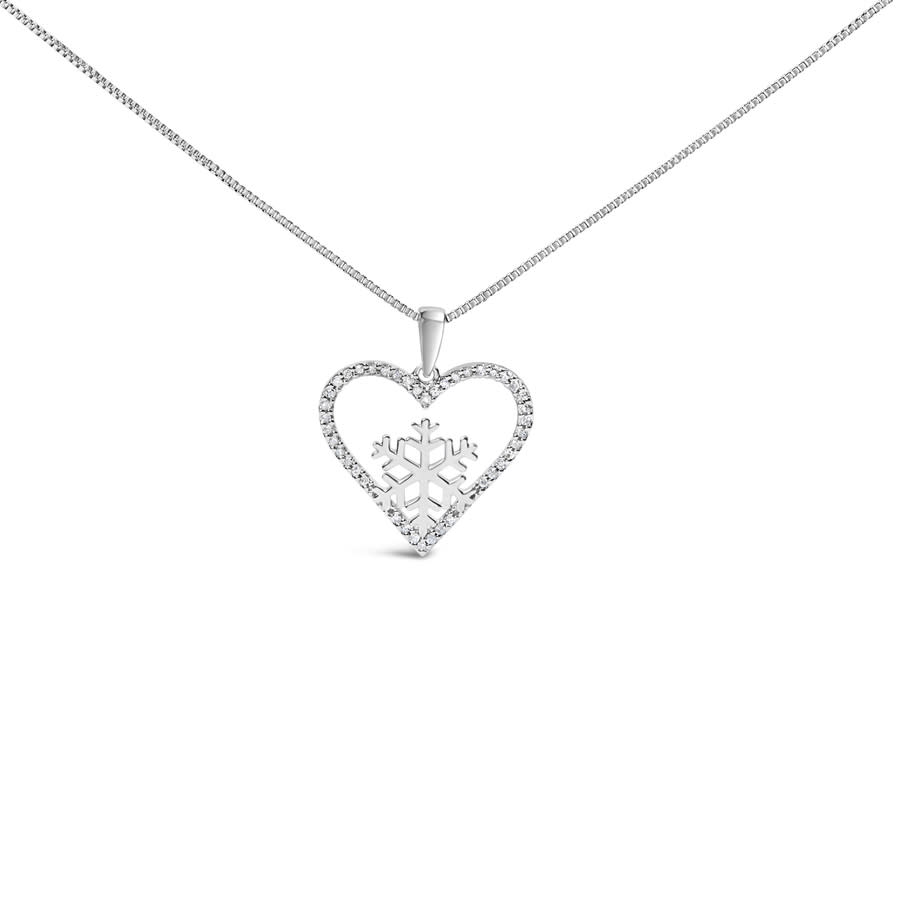 Haus of Brilliance 925 Sterling Silver 110ct TDW Diamond Heart Pendant Necklace 18 170$