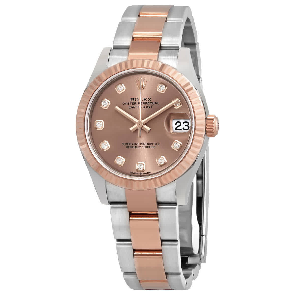 Rolex Datejust 31 Rose Diamond Dial Automatic Ladies 18kt Everose Gold Oyster Watch 278271PDO