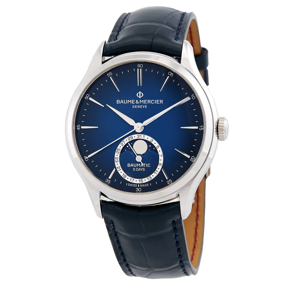 Baume et Mercier Clifton Automatic Moon Phase Blue Dial Mens Watch M0A10756 3375$
