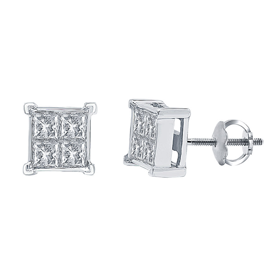 Diamond Muse 1.00 cttw 14KT White Gold Princess Cut Diamond Stud Earrings for Women