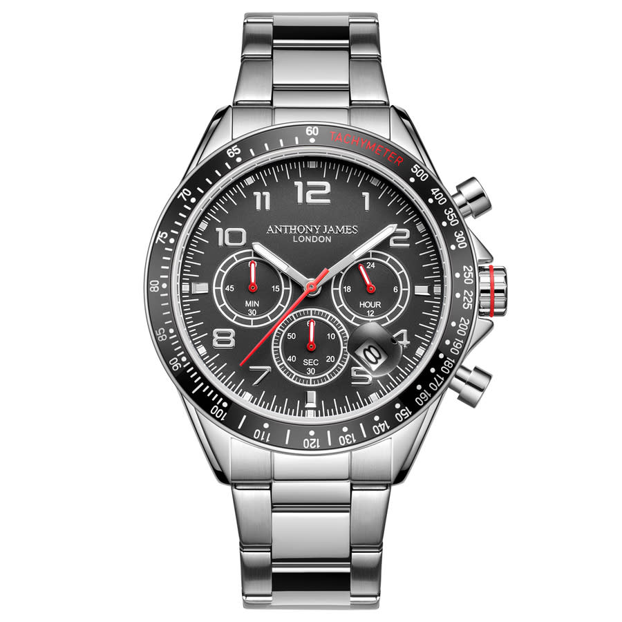 Anthony James Tachymeter Chrono Black Dial Mens Watch AJ091