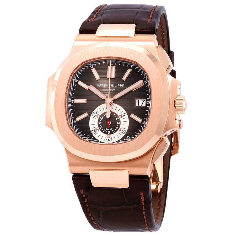 Patek Philippe Nautilus Black-Brown Dial 18kt Rose Gold Case Matt Dark Brown Leather Mens Watch 5980R-001 163345$