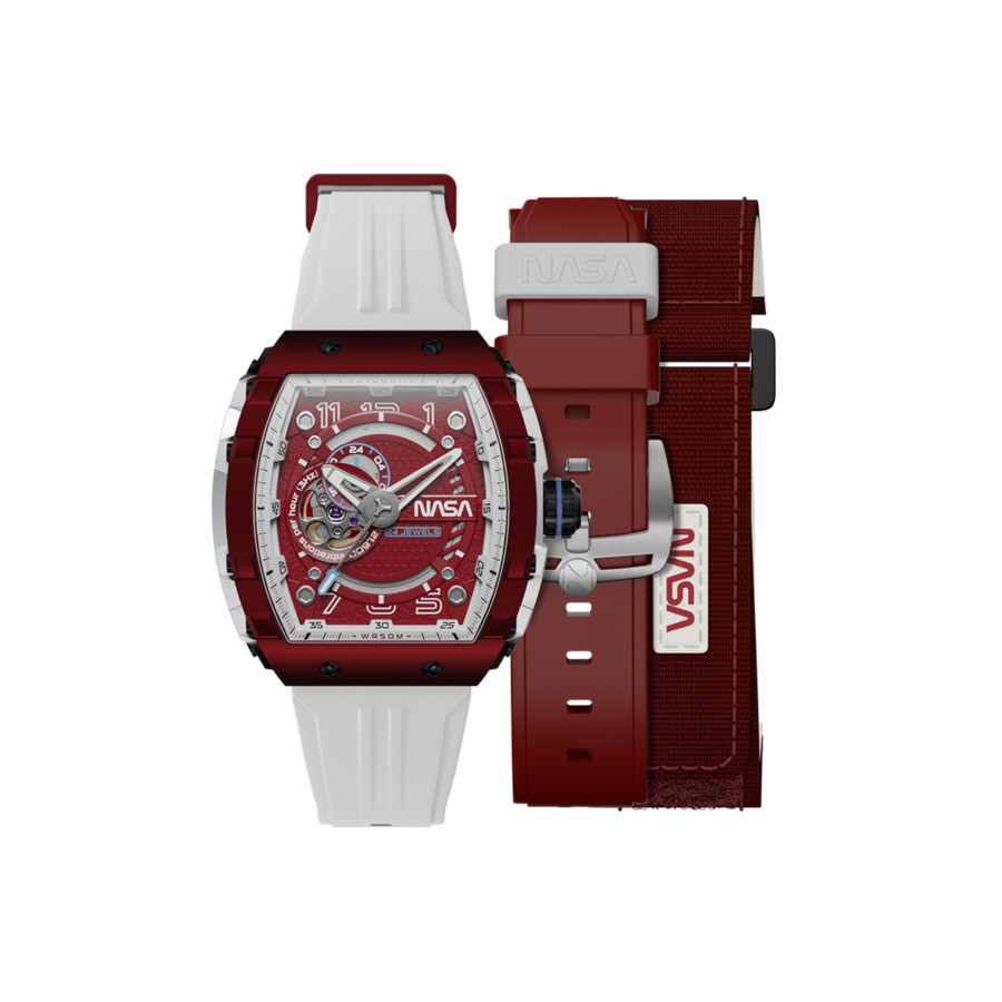 Nubeo Magellan Automatic Red Dial Mens Watch NB-6047-NAS-02 379$