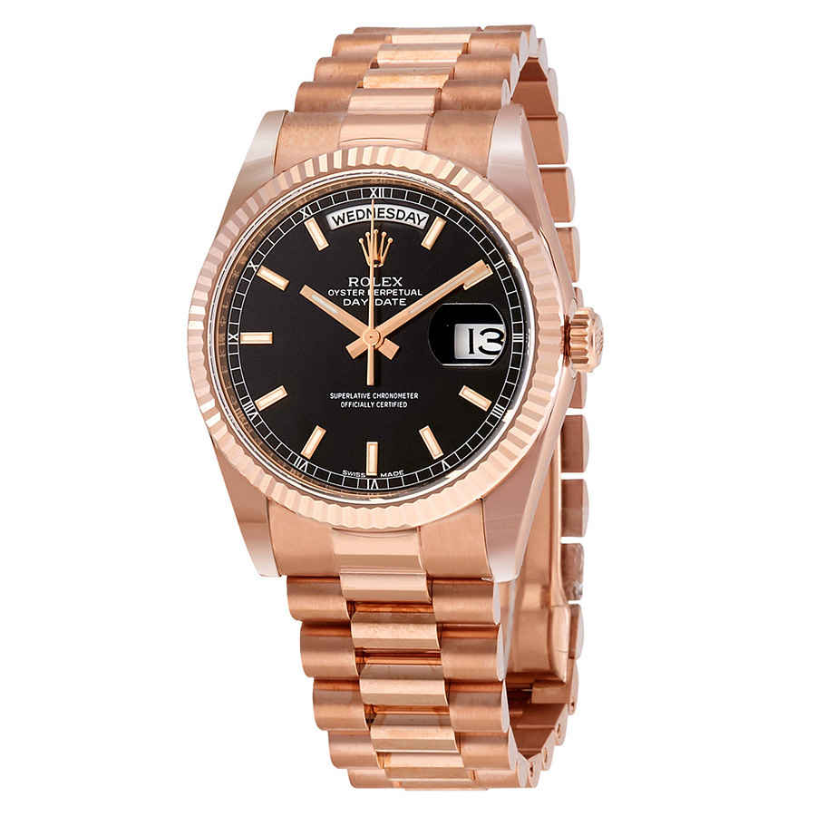 Rolex Day-Date Black Dial 18K Everose Gold President Automatic Mens Watch 118235BKSP 34065$