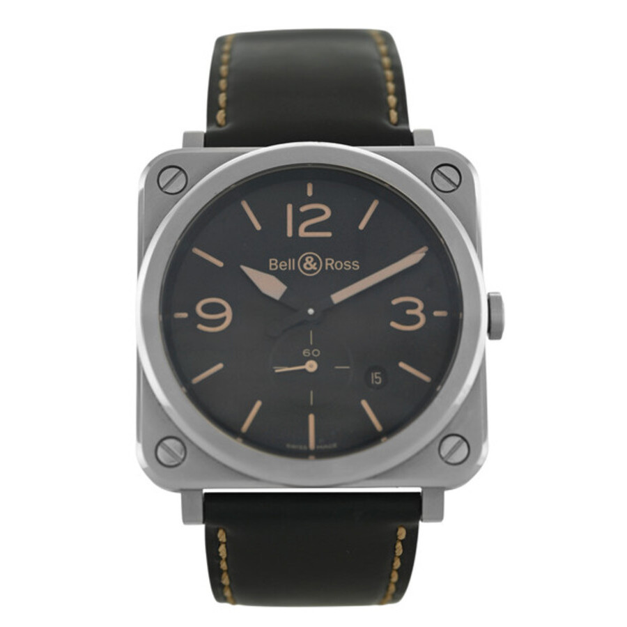 Pre-owned Bell and Ross Heritage Quartz Black Dial Mens Watch BRS-64-S BRS-HERI-STSCA 1935$