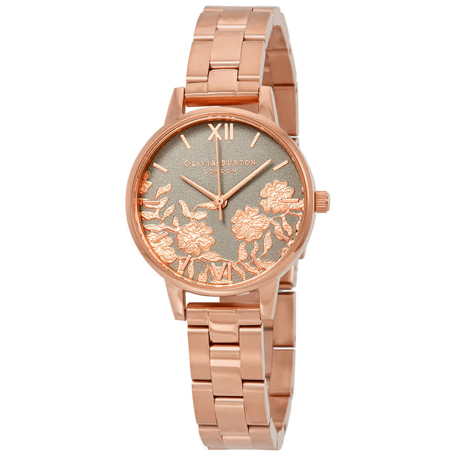 olivia burton lace detail rose gold