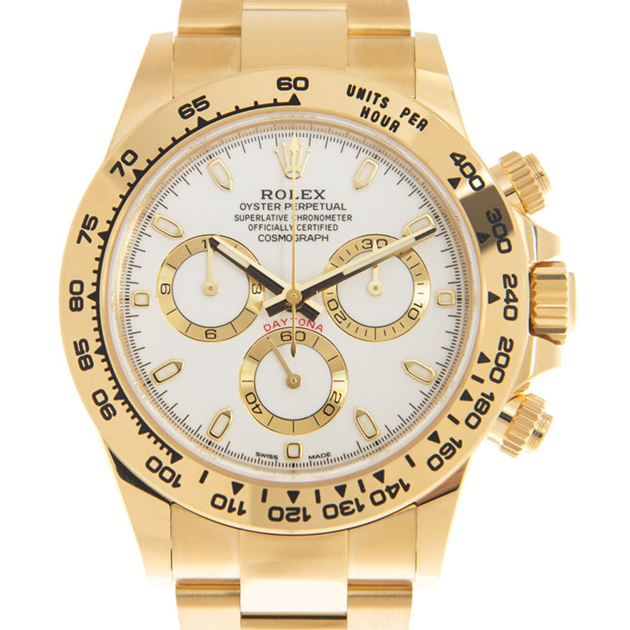 Rolex Cosmograph Daytona White Dial Mens 18K Yellow Gold Watch 116508WSO