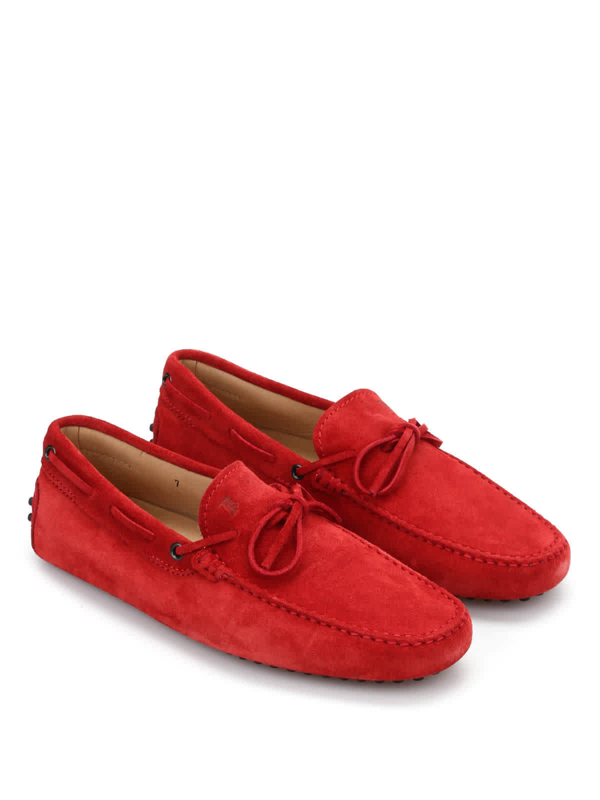 red suede moccasins