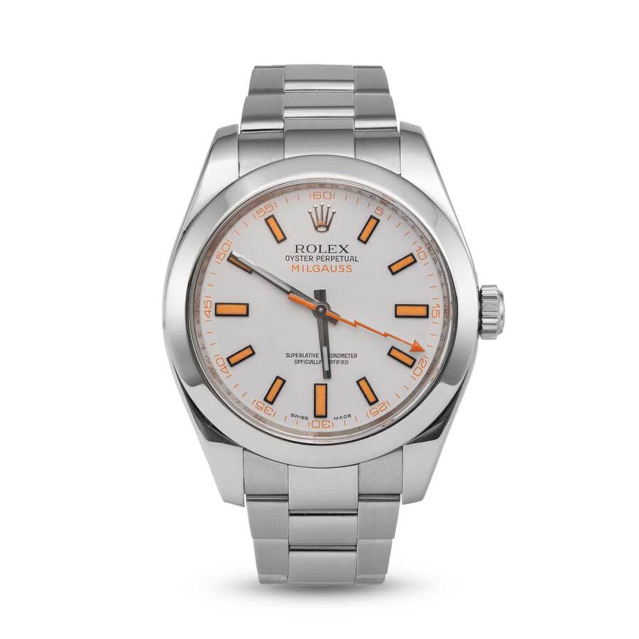 Preowned Rolex Milgauss Automatic Chronometer White Dial Mens Watch 116400 WSO