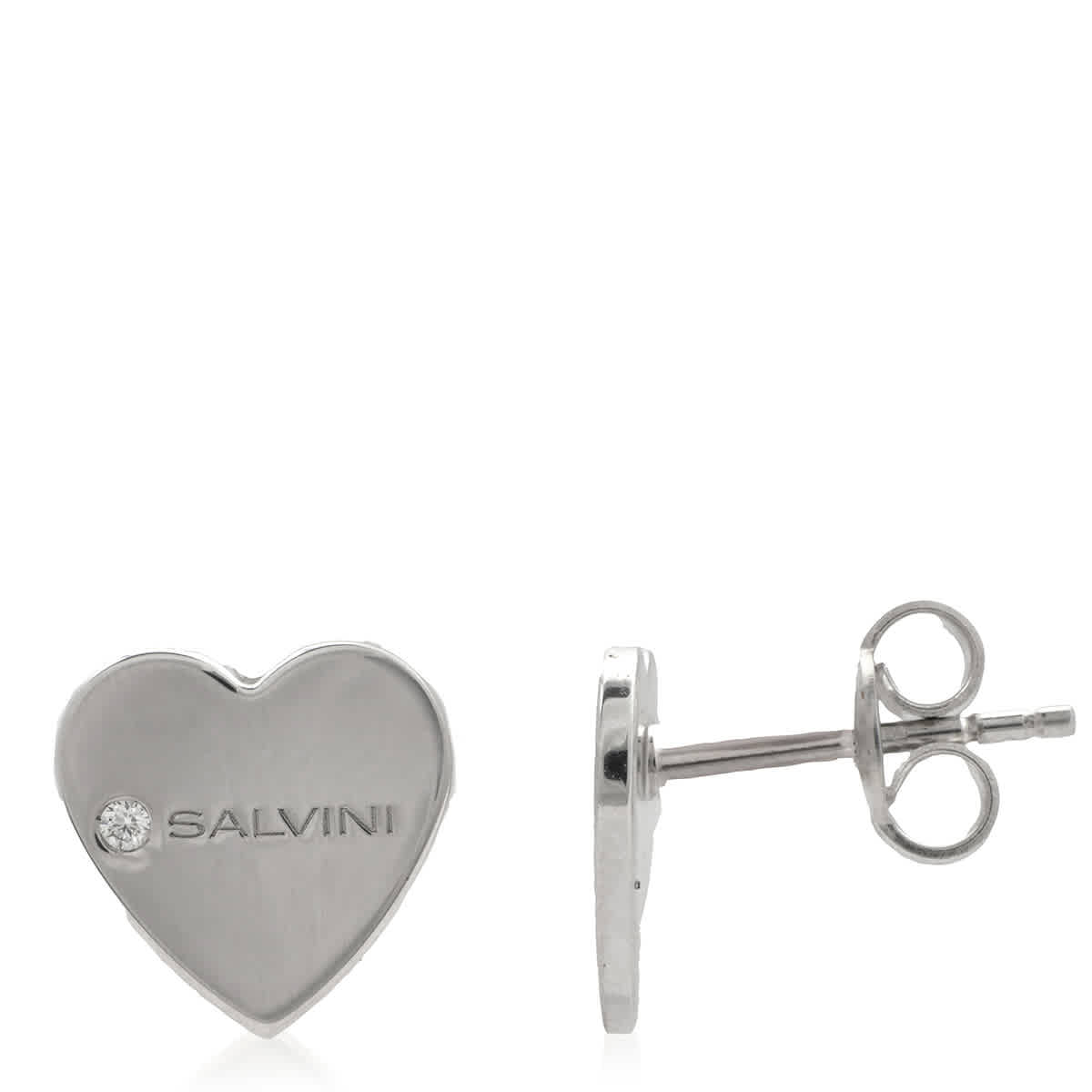 Salvini I Segni 9k White Gold Diamond Heart Earrings
