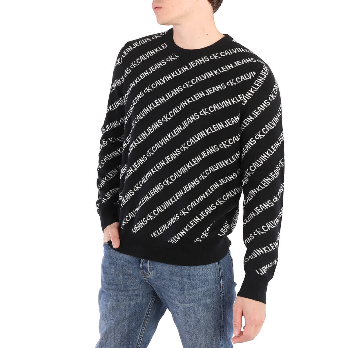 Calvin Klein Men\'s Black Institutional All Over Print Pullover | eBay