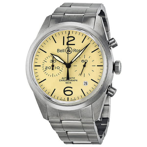 Bell and Ross Original Automatic Chronograph Beige Dial Mens Watch BR126-BEI-ST-SS