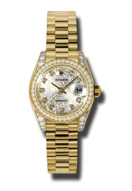 Rolex LadyDatejust 26 Silver Dial 18K Yellow Gold President Automatic Ladies Watch 179158SJDP