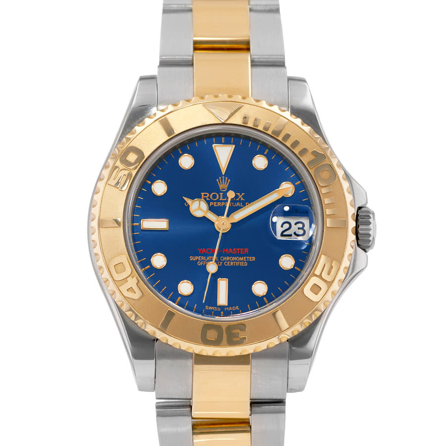 Preowned Rolex YachtMaster 35 Automatic Chronometer Blue Dial Mens Watch 168623 BLSO
