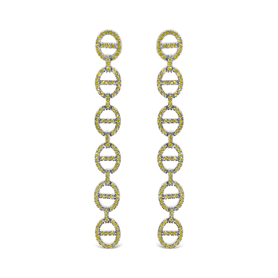 Haus of Brilliance Sterling Silver 10 Cttw Yellow Diamond Linked Circle Drop Earrings 615$