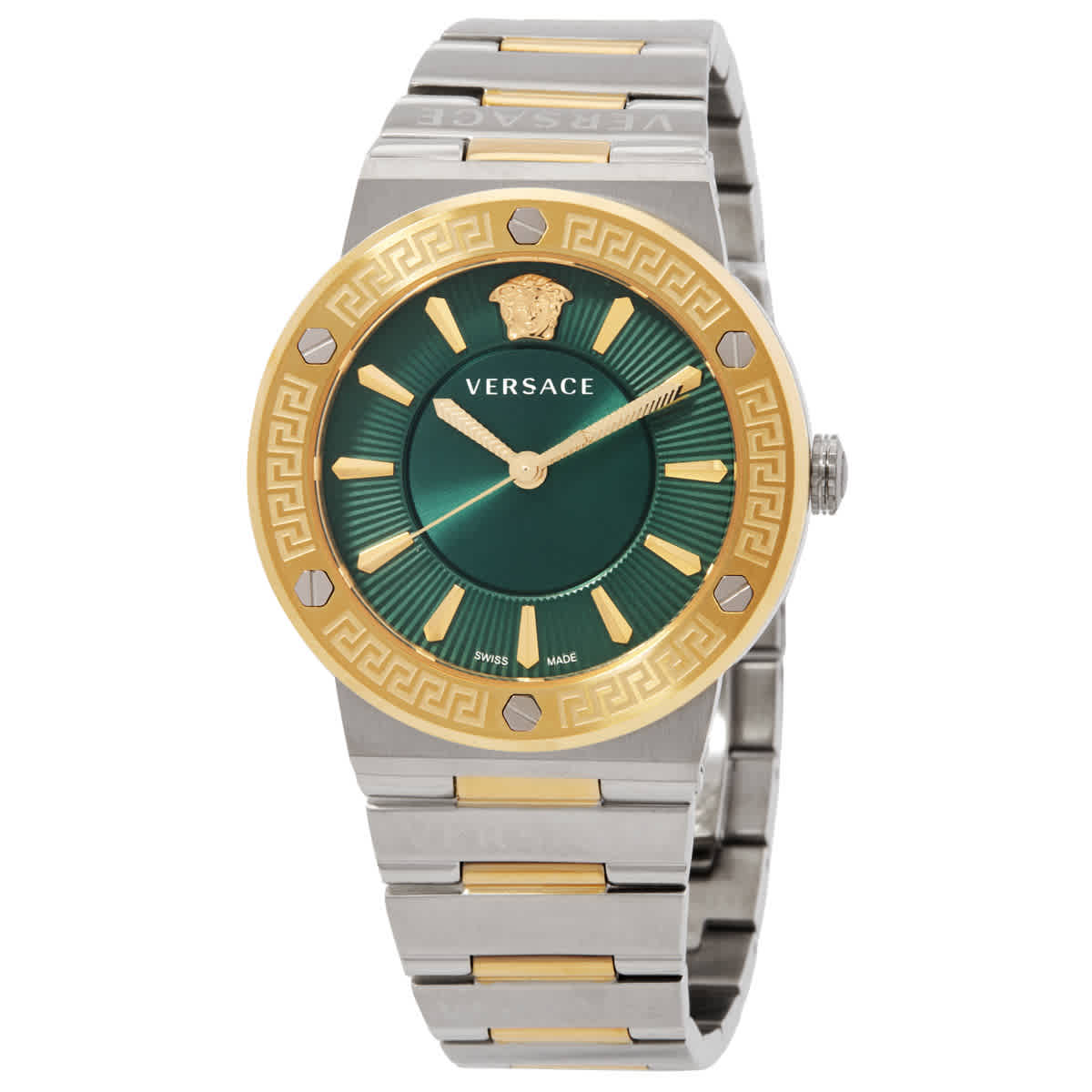 Versace Greca Logo Quartz Green Dial Two-tone Ladies Watch VEVH00720