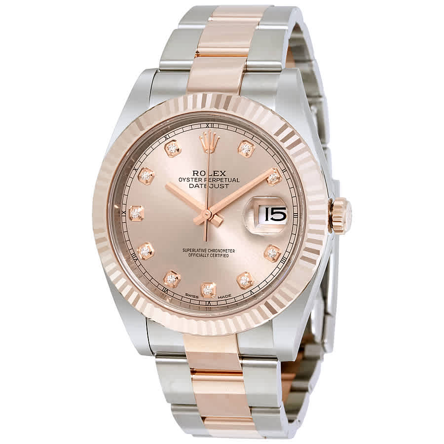 Rolex Datejust Sundust Diamond Dial Steel and 18 Everose Gold Mens Watch 126331SNDO