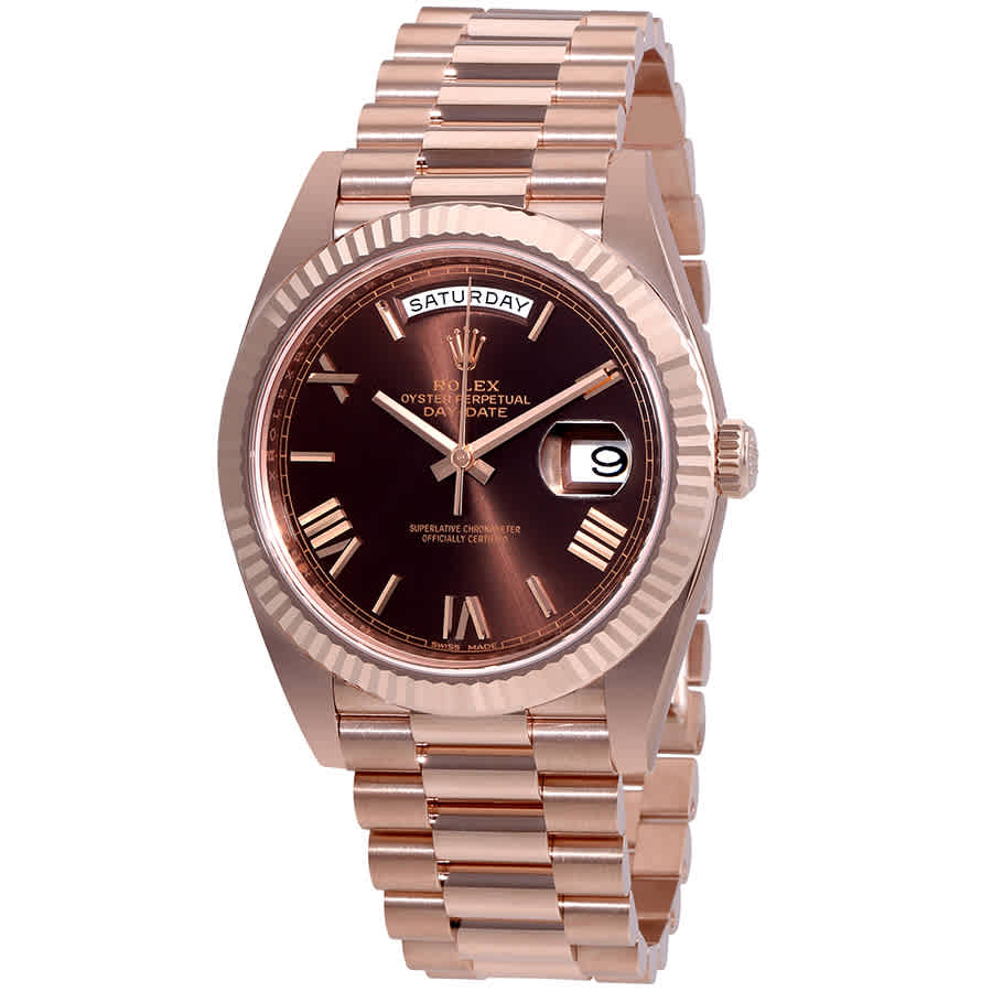 Rolex DayDate 40 Chocolate Dial 18K Everose Gold President Automatic Mens Watch 228235CHRP