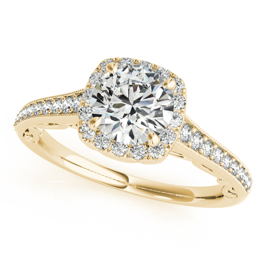 Maulijewels 1 Carat Halo Diamond 14K Yellow Gold Engagement Ring 1325$
