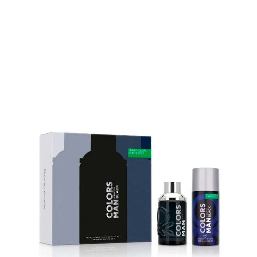 Benetton Mens Colors Black Gift Set Fragrances 8433982025938