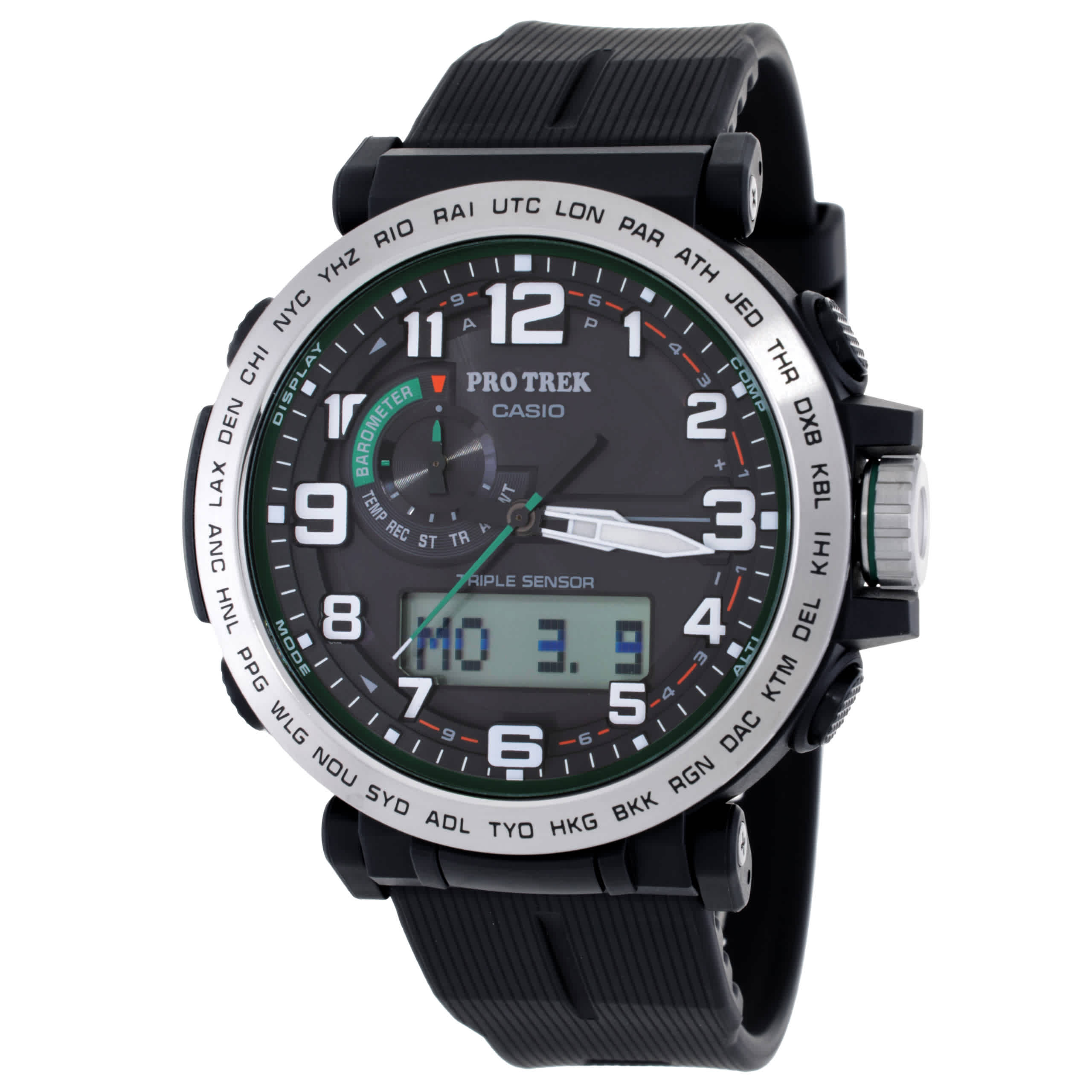 Casio Pro Trek Quartz Analog-Digital Black Dial Mens Watch PRG601-1 215$