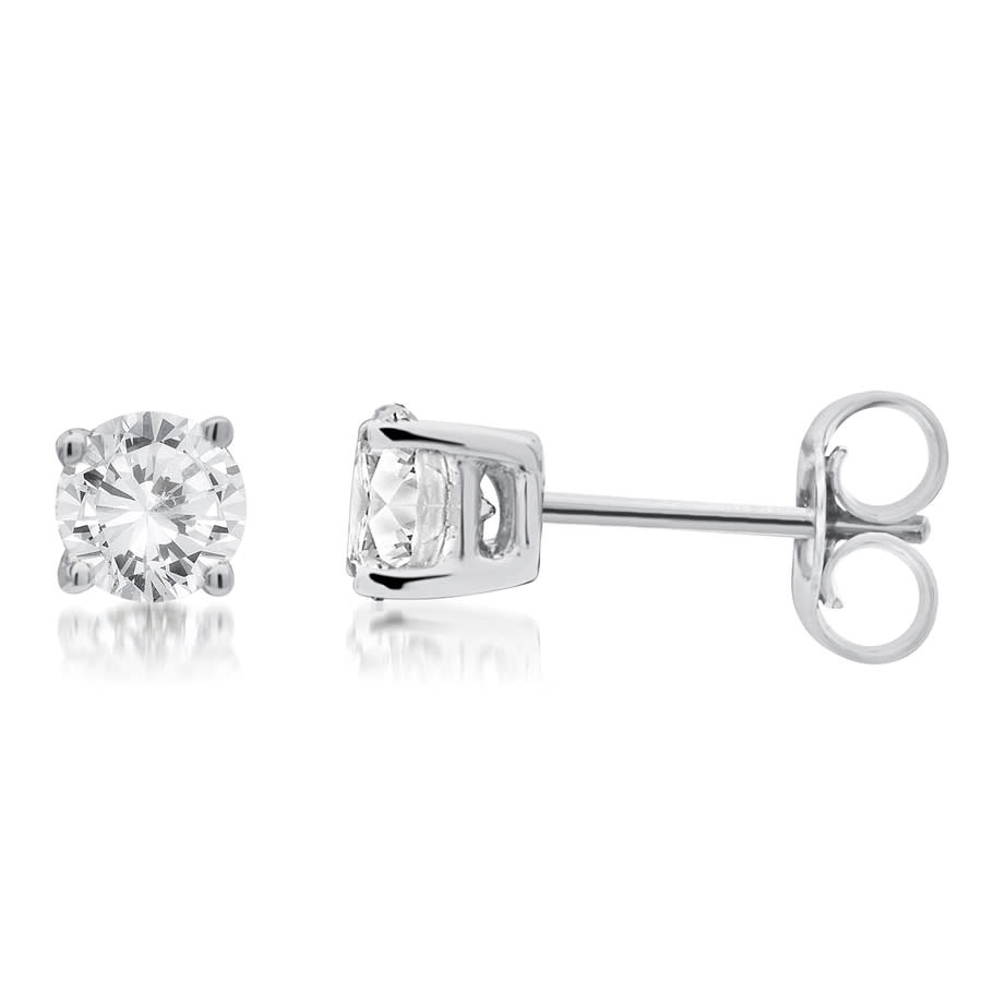 Diamond Muse 0.75 cttw 14KT White Gold Round Cut Diamond Stud Earrings for Women
