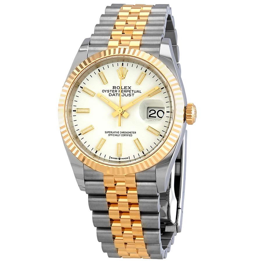 Pre-owned Rolex Datejust 36 White Dial Mens Steel and 18kt Yellow Gold Jubilee 126233WSJ 12995$