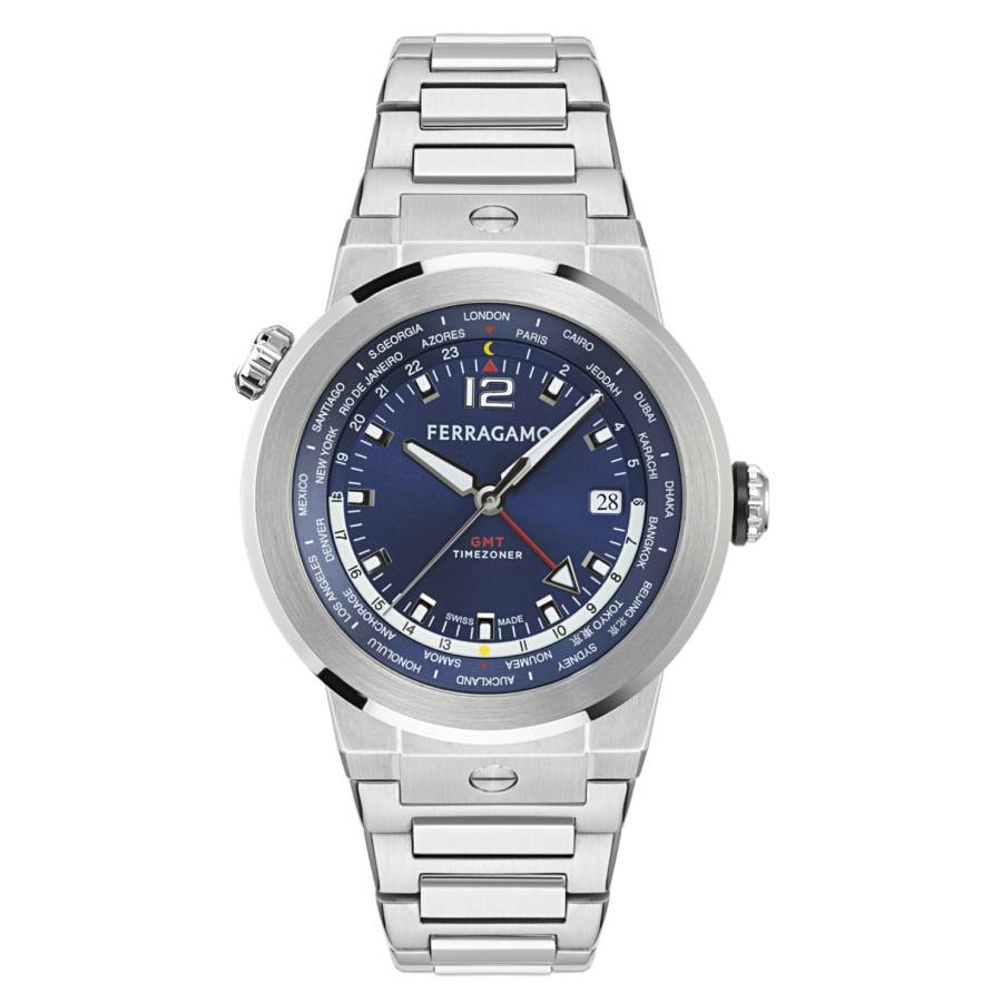Ferragamo F-80 GMT Quartz Blue Dial Mens Watch SFHA00424 375$