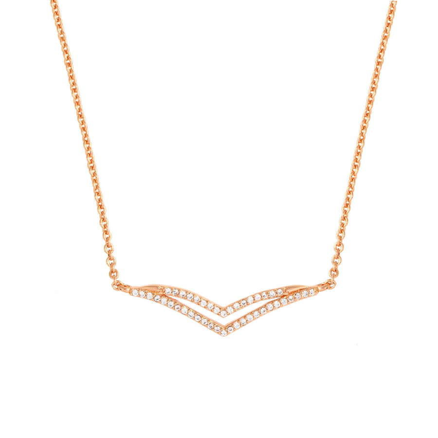 Sole du Soleil Daffodil Collection Women's 18k RG Plated Double Curved Bar Fashion Necklace