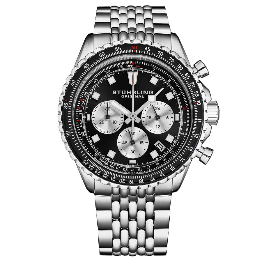 Stuhrling Original Monaco Chronograph Quartz Black Dial Mens Watch M18217 295$