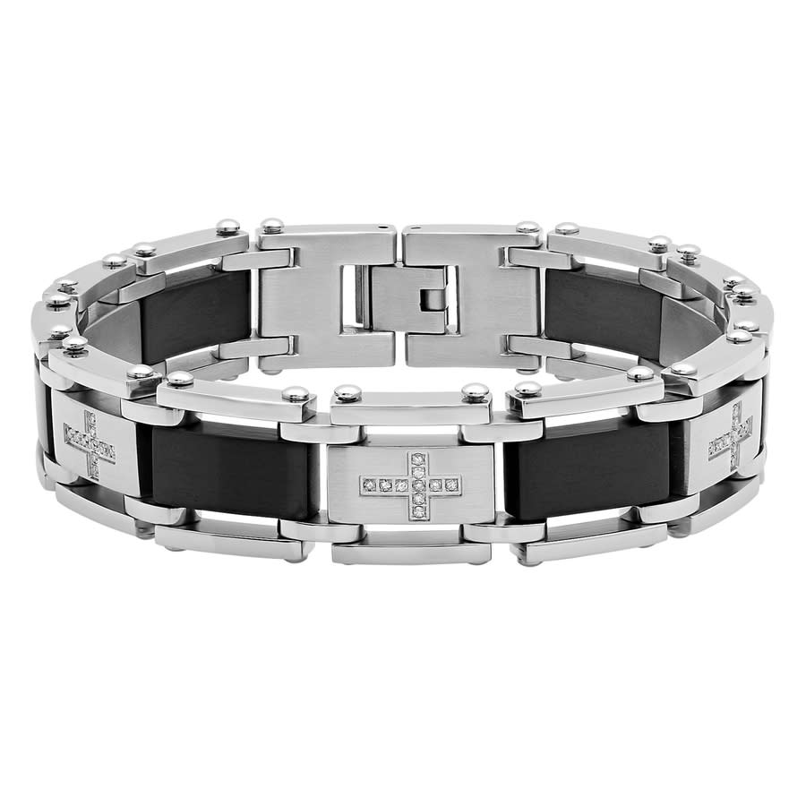 Robert Alton 14CTW Diamond Stainless Steel Two-Tone Mens Cross Link Bracelet 233$