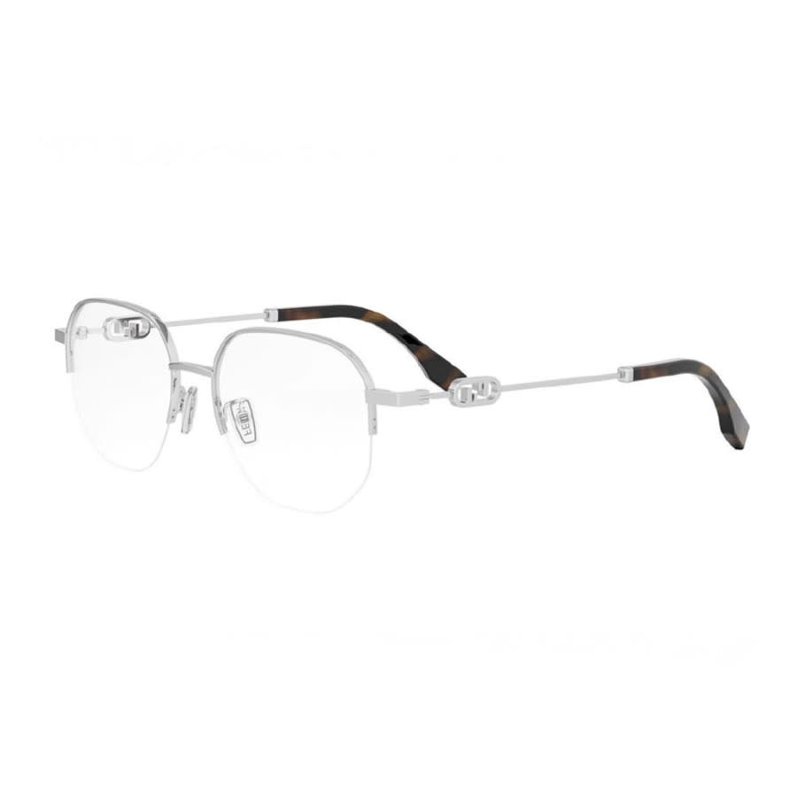 Fendi Round Semi Rim Metal Frame Eyeglasses — Silver