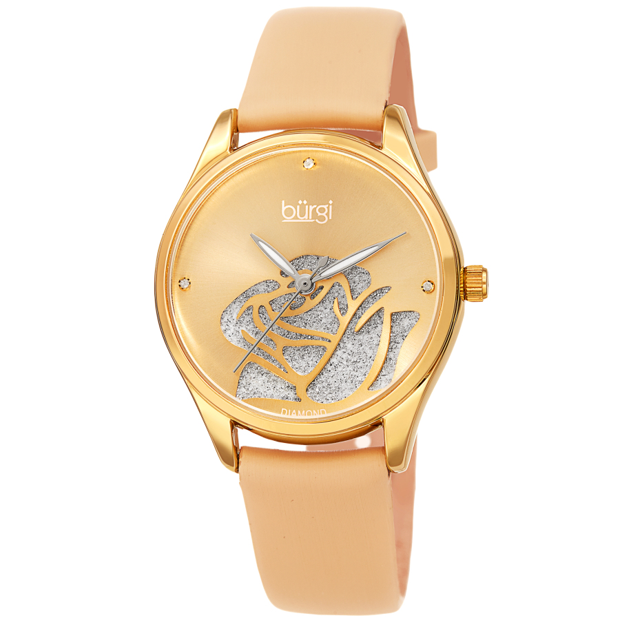 Burgi Diamond Accented Flower Quartz Ladies Watch BUR189YG 40$