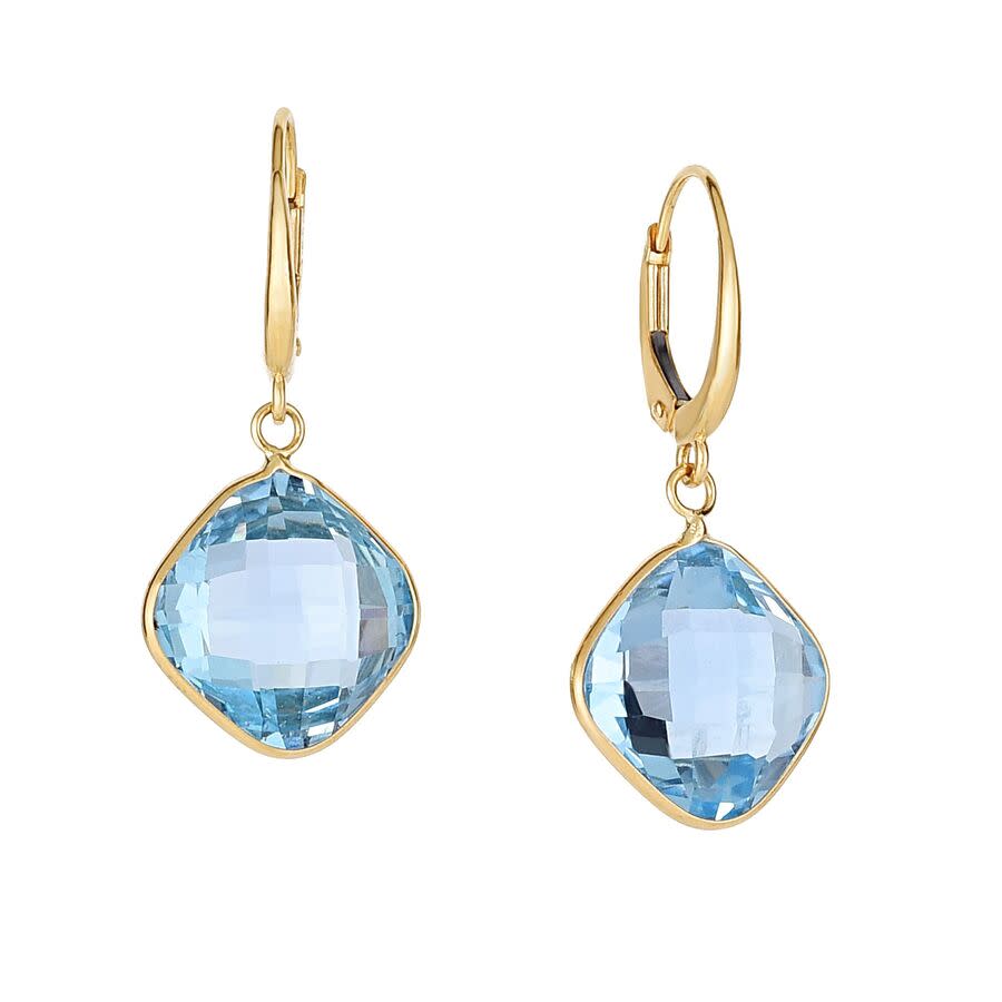 Kylie Harper Ladies 14K Gold Cushion-cut Blue Topaz Dangling Leverback Earrings 785$