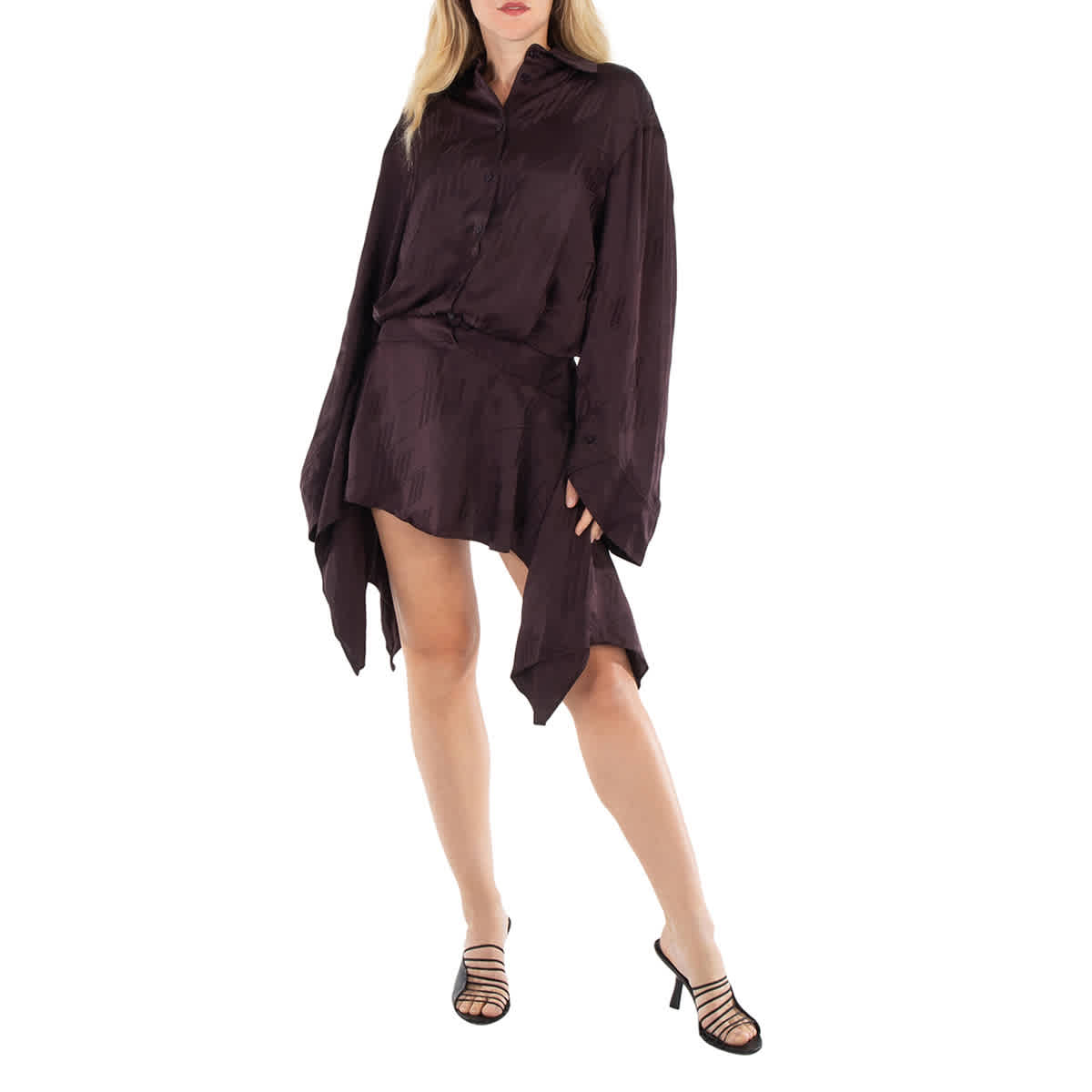 the attico brown dress Attico Ruched Mini Shirt Dress
