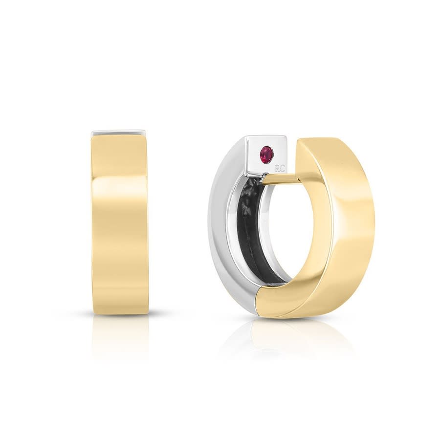 Roberto Coin Gold Classic Two Tone Reversible Huggie Earrings - 10mm 2975$