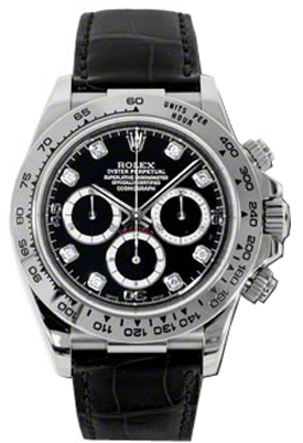 Preowned Rolex Cosmograph Daytona Chronograph Diamond Black With 8 Diamonds Dial Mens Watch 116519BKDL Preowned Rolex Cosmograph Daytona Chronograph Diamond Black With 8 Diamonds Dial Mens Watch 116519BKDL